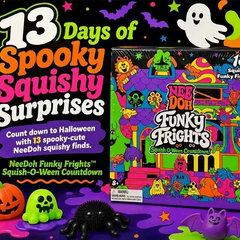 Halloween Party Spooky Squishy Toys, Slow‑Rise Stress Relief Toys, Creepy Mini Squeeze Vent Fidget Toys (Pop‑Surprise Advent Box