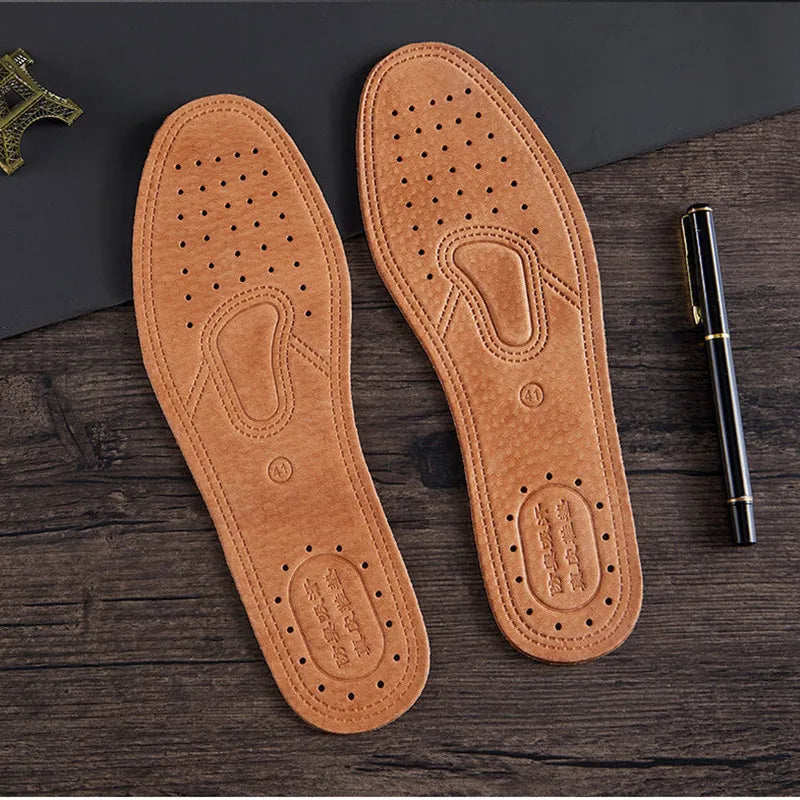 1 Pair Cowhide Insoles For Shoes Men Comfortable Deodorant Casual Leather Insole Feet Quality Genuine Leather Flats Shoe Sole